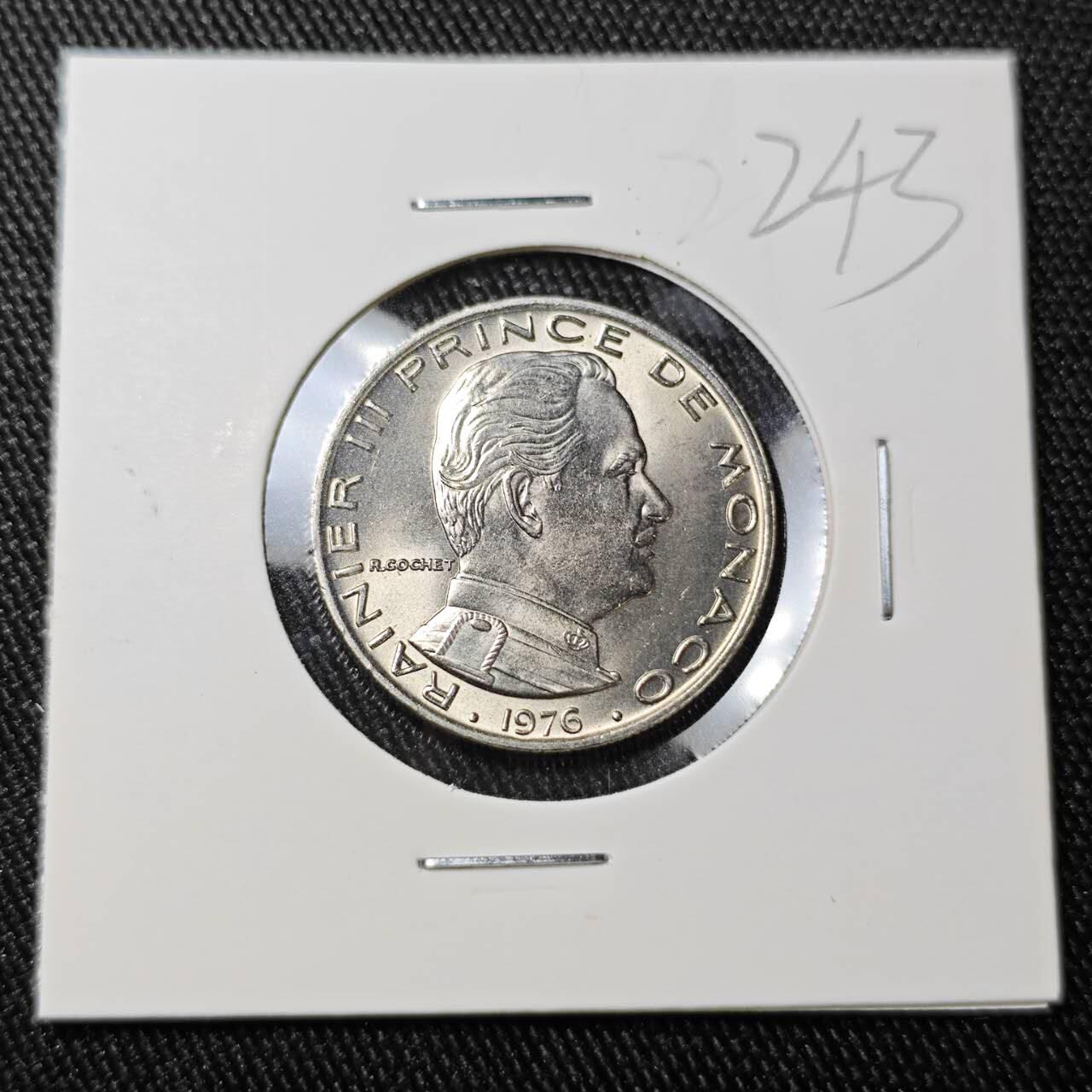 KK钱币收藏小铺 （套币 好品/批量散币 银币）专场  2月预留时间 周末发货  1976摩纳哥1法郎 好品