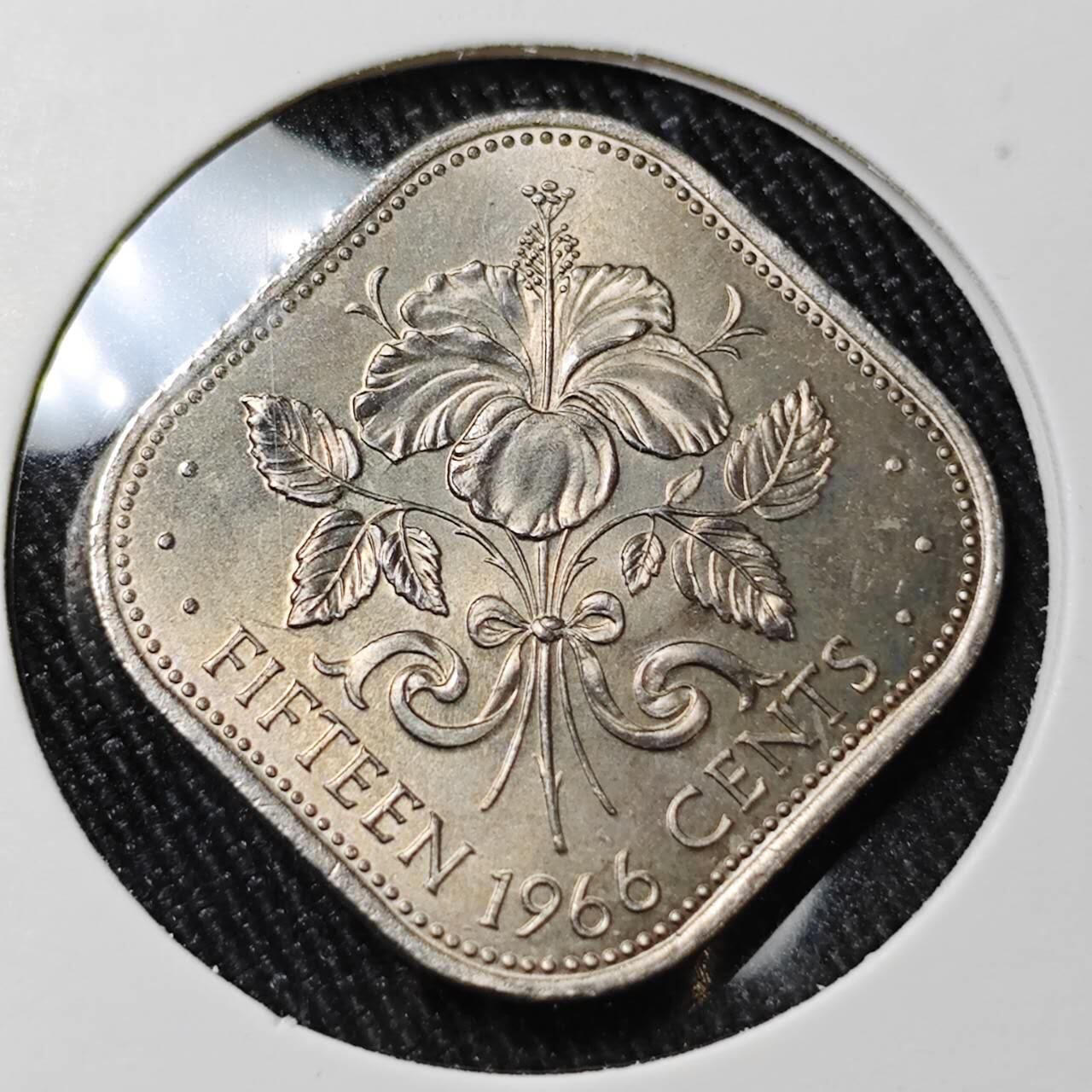 KK钱币收藏小铺 （套币 好品/批量散币 银币）专场  2月预留时间 周末发货  1966巴哈马15分 好品