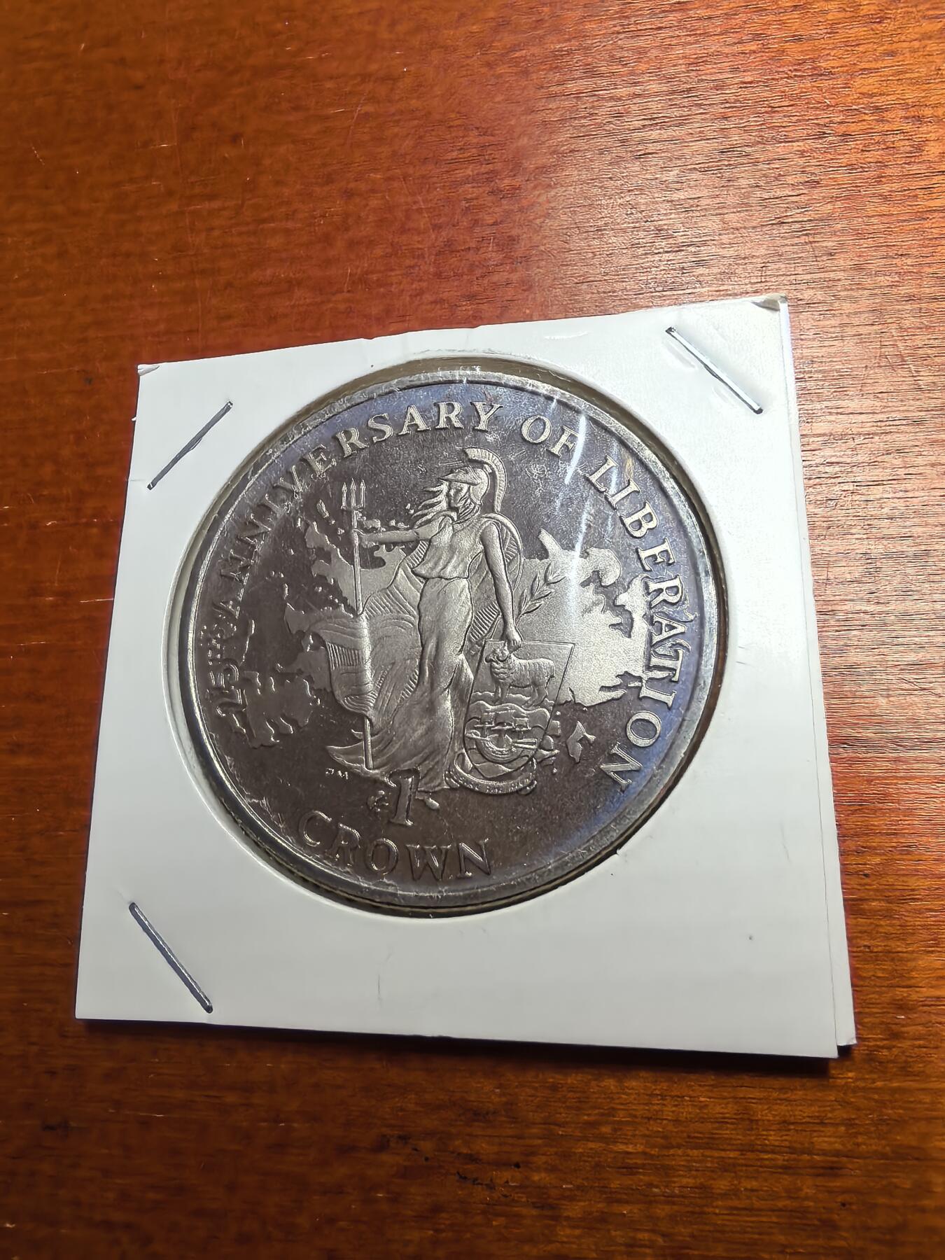 长老汇蛇年精选第七十七场拍卖 2007福克兰群岛（阿根廷的马尔维纳斯群岛）解放25周年1克朗铜镍币，背面不列颠女神