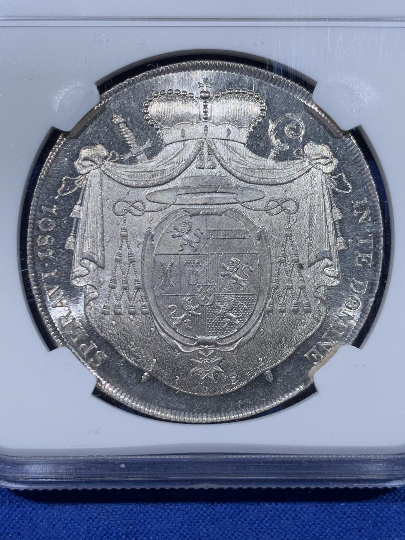 《竞宝斋》第442场 周日，周一，2场连拍 （全场包邮） NGC MS62 奥地利GURK 1801年 1泰勒银币 较少见单年品种 白净光度好