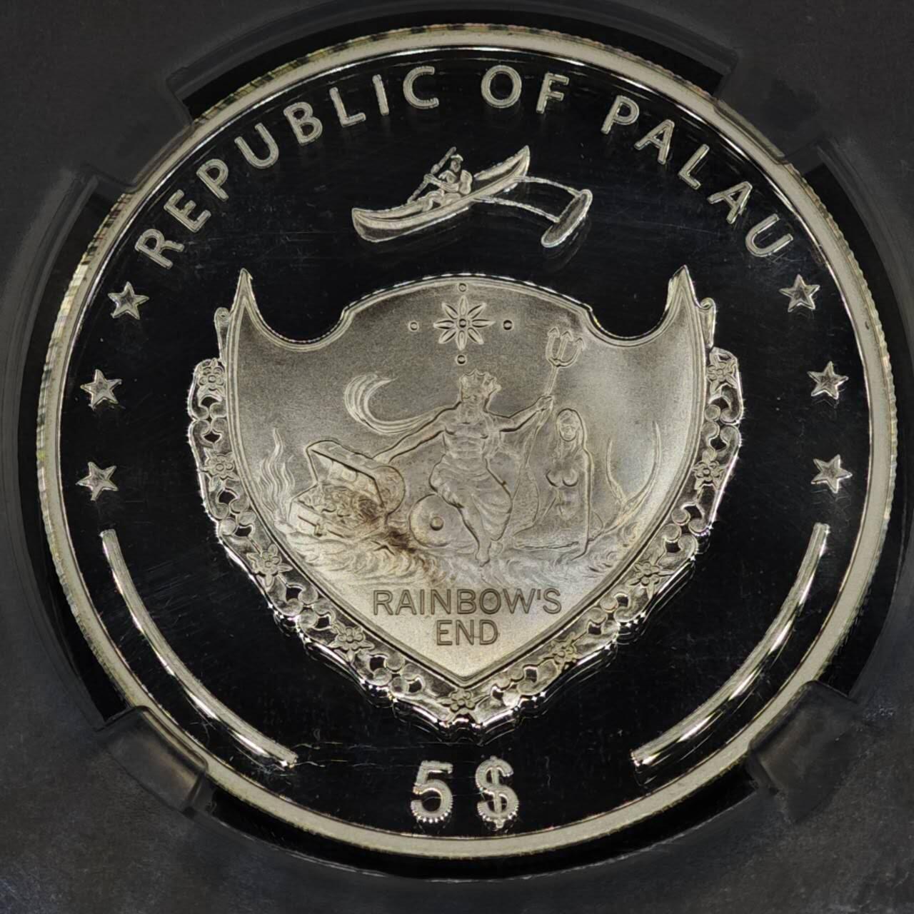 【淘币小摊】实时拍第八百零八拍   银币套币场   满百包邮可预留二周 每周一统一发货   2009年帕劳5元幻彩精制银币 太平洋野生动物-神仙鱼 925银25克 发行量：2千5百 TQG PF68UC