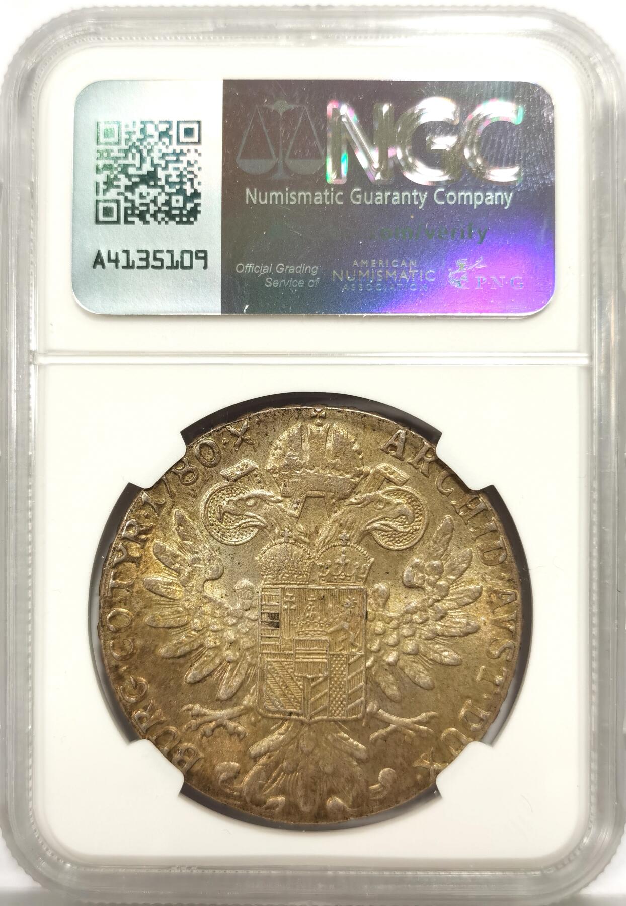 博洋堂世界钱币拍卖第149期（全场包邮） NGC MS64 奥地利1780年特蕾莎大奶妈银币，早期后铸版，黄油包浆