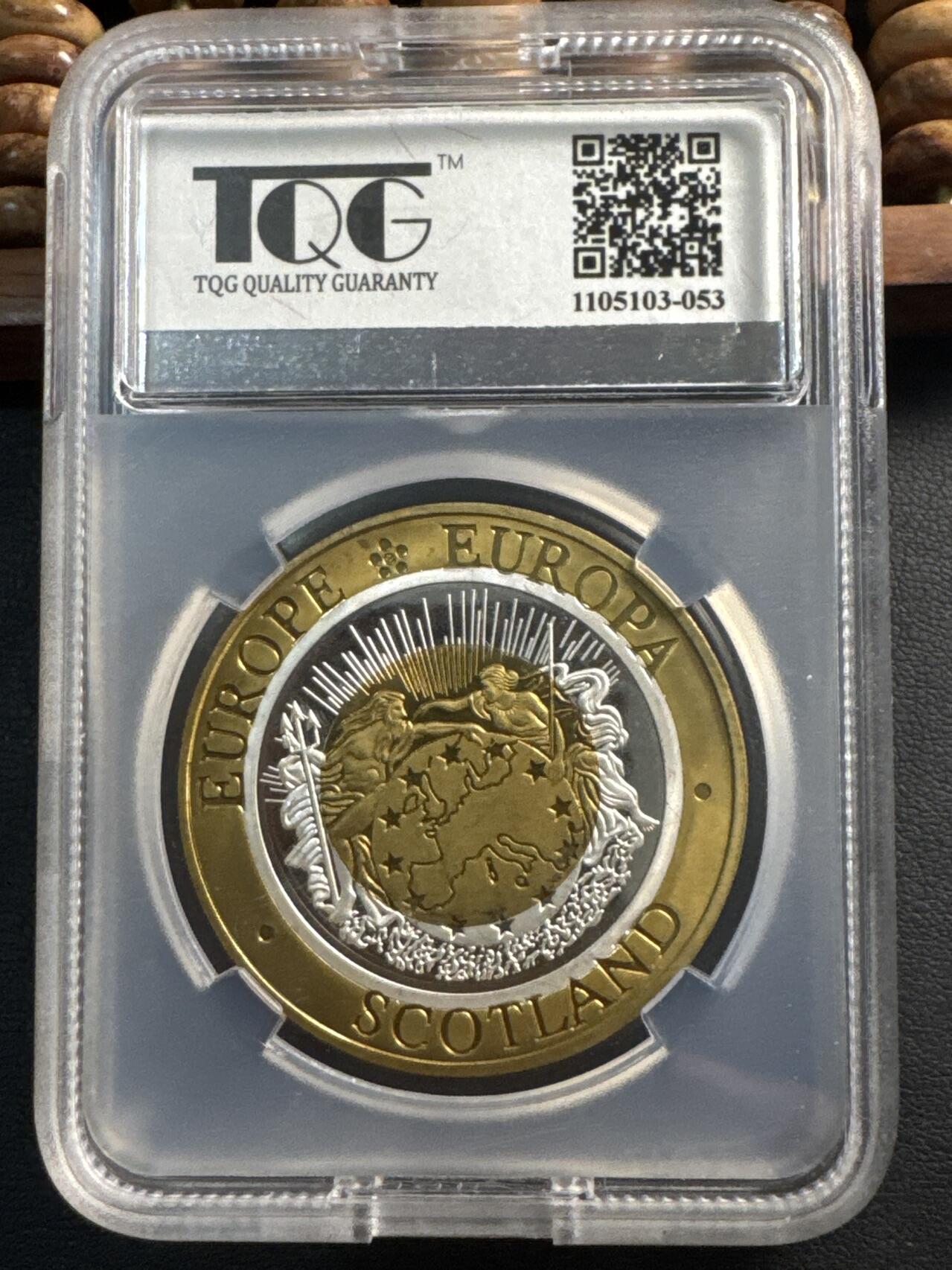 ❤️【币观天下】❤️ 第332期钱币拍卖- 2025.11.28周五晚上6点半场-长期征集拍品 （罕见）1992年英国25欧洲货币单位双金属纪念币 苏格兰 （见于克劳斯稀有币目录） TQG PF65UC