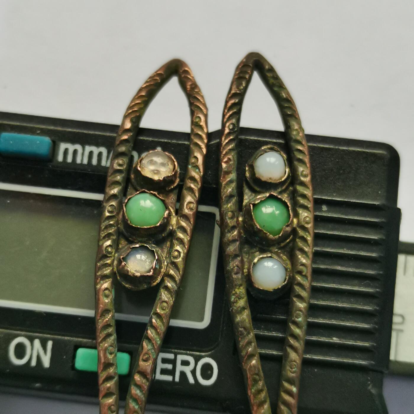 藏珍品阁杂件专场82期 清代铜鎏金镶宝石发簪一对