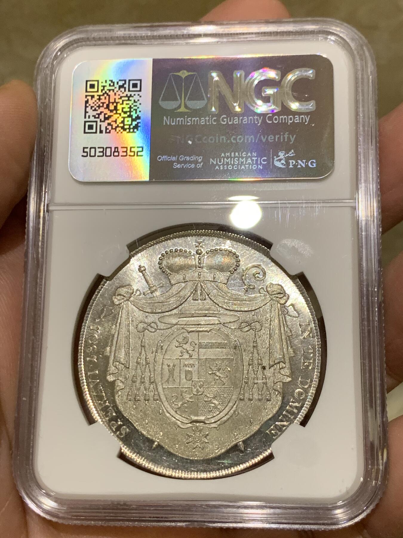 《竞宝斋》第442场 周日，周一，2场连拍 （全场包邮） NGC MS62 奥地利GURK 1801年 1泰勒银币 较少见单年品种 白净光度好