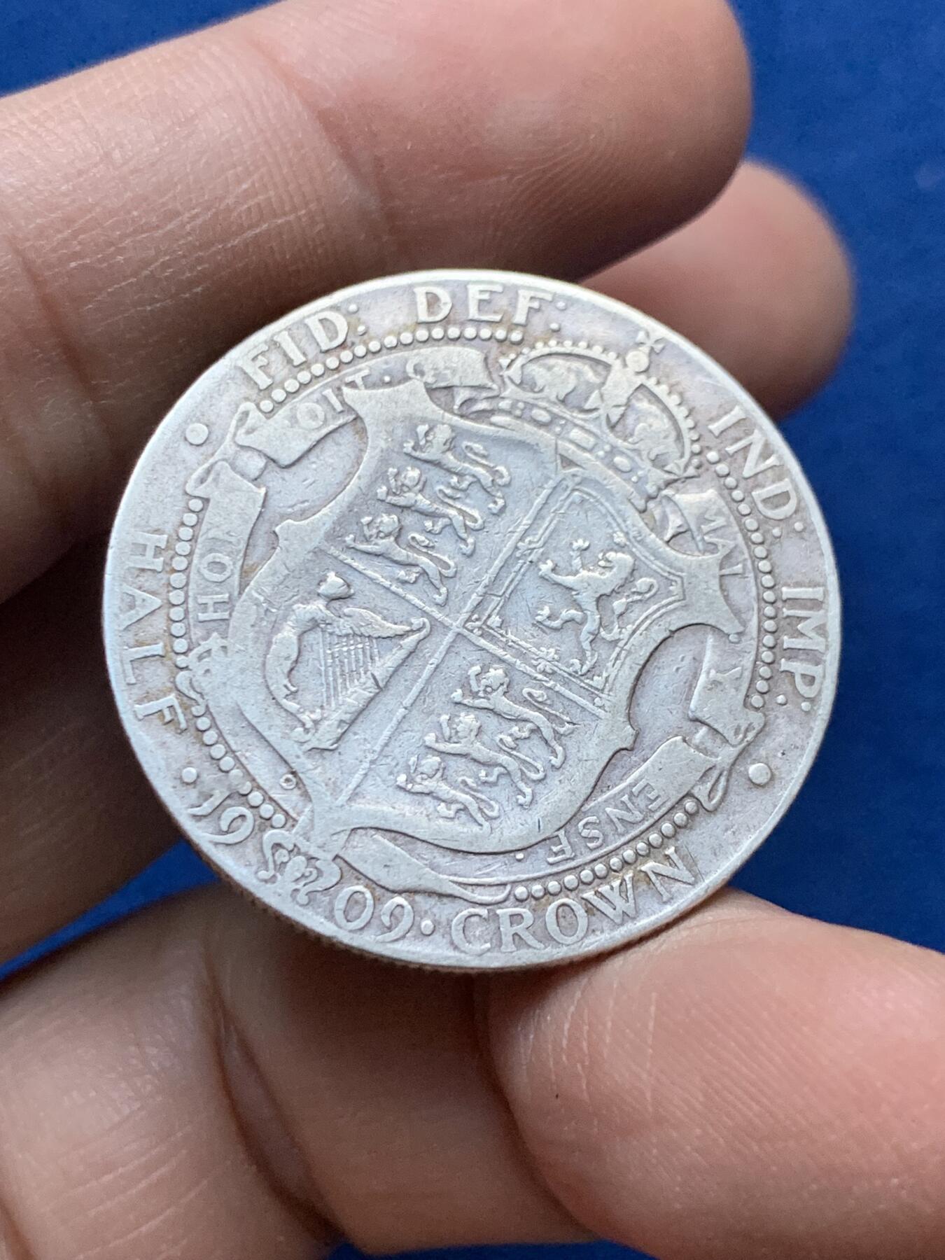 《竞宝斋》第442场 周日，周一，2场连拍 （全场包邮） 英国1909年爱七半克朗银币