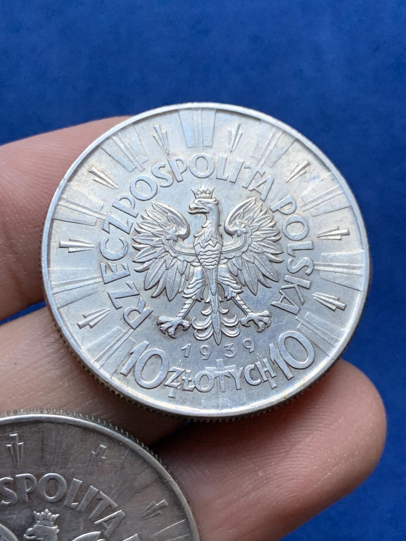 《竞宝斋》第442场 周日，周一，2场连拍 （全场包邮） 两枚一组 波兰1936/1939年10兹罗提银币