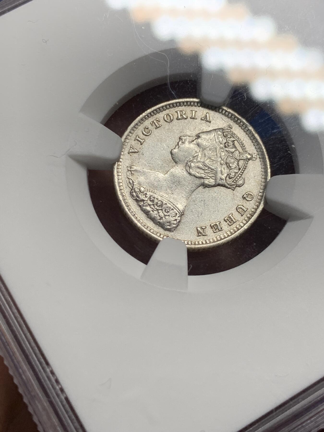 《竞宝斋》第442场 周日，周一，2场连拍 （全场包邮） NGC UNCD 香港1895年维多利亚10分银币