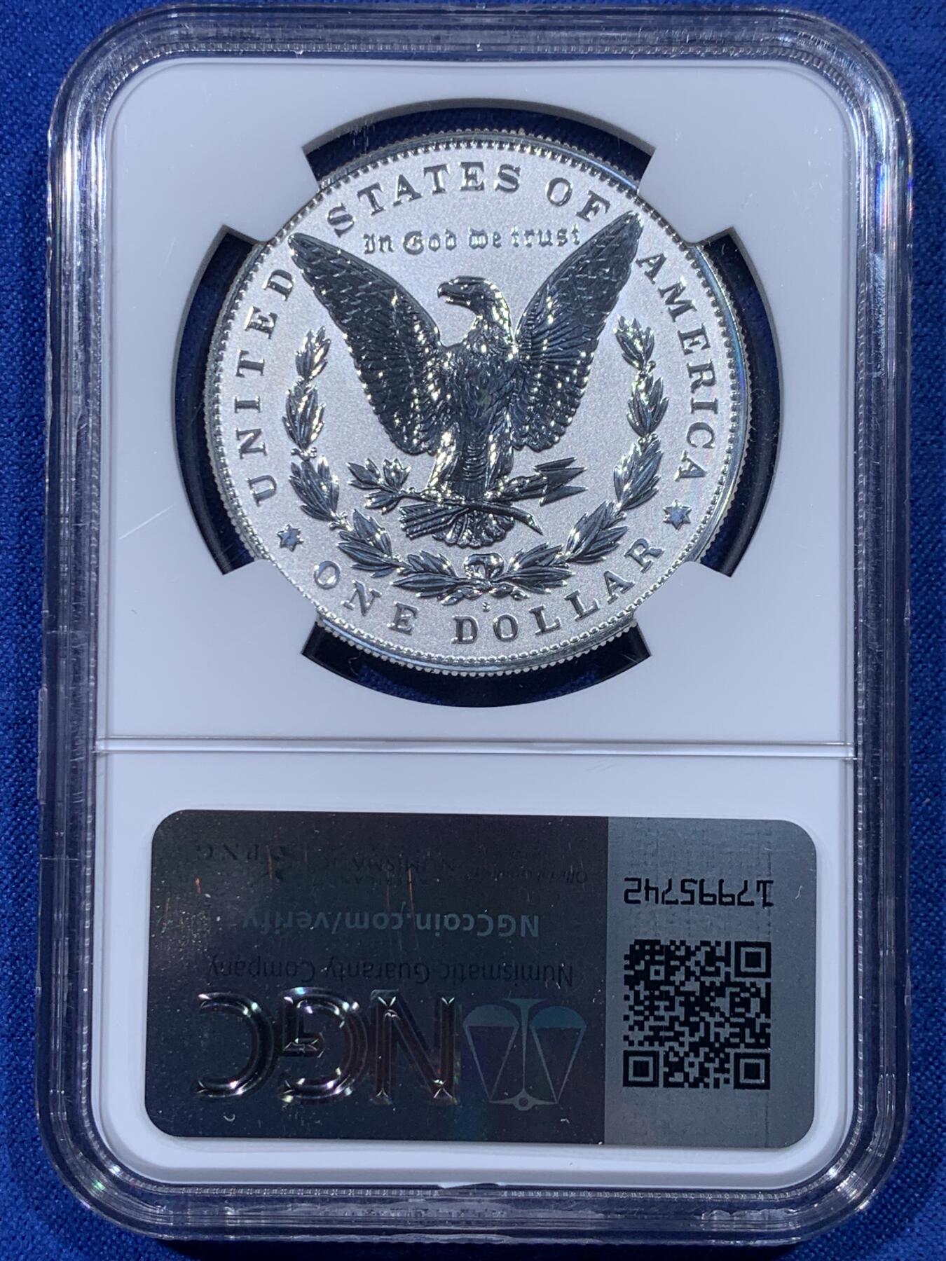 《竞宝斋》第442场 周日，周一，2场连拍 （全场包邮） NGC PF69 美国2023年摩根S版1美元大银币 反向精制币