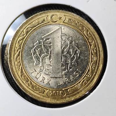 KK钱币收藏小铺 （套币 好品/批量散币 银币）专场  2月预留时间 周末发货 -  2015土耳其1里拉双色币 好品