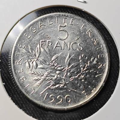 KK钱币收藏小铺 （套币 好品/批量散币 银币）专场  2月预留时间 周末发货 -  1990法国播种女神5法郎