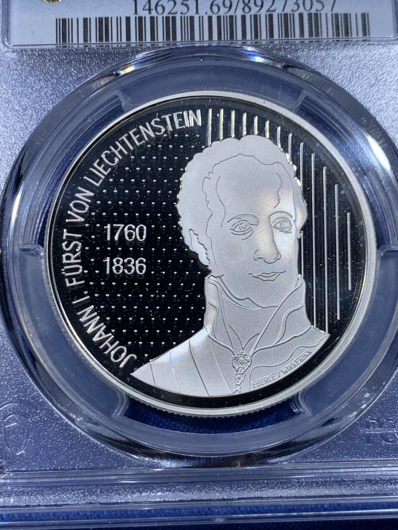 《竞宝斋》第442场 周日，周一，2场连拍 （全场包邮） PCGS PR69DCAM 列支敦士登2006年约翰一世-主权200年10弗兰肯银币