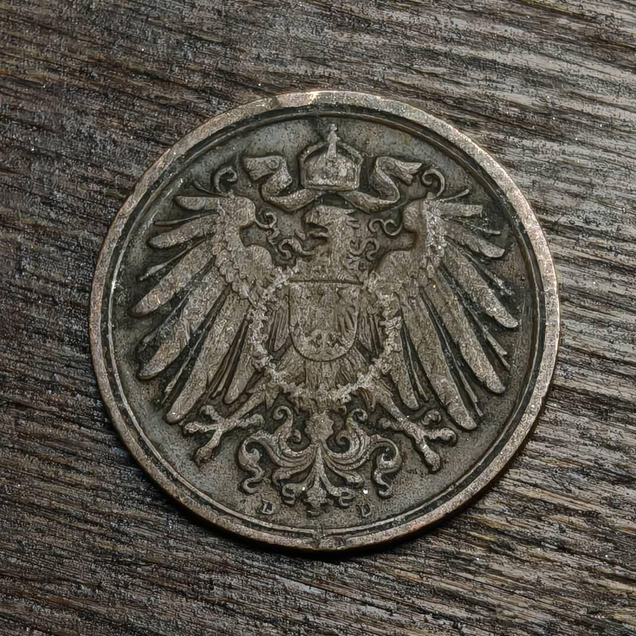 【铜匠收藏】★第133场★散币场，无佣金，30包邮。不满30元，支付5元运费。《接受代拍 代送NGC评级》 德国 1895年 1芬尼 D厂德意志 第二帝国长翅鹰 铜币