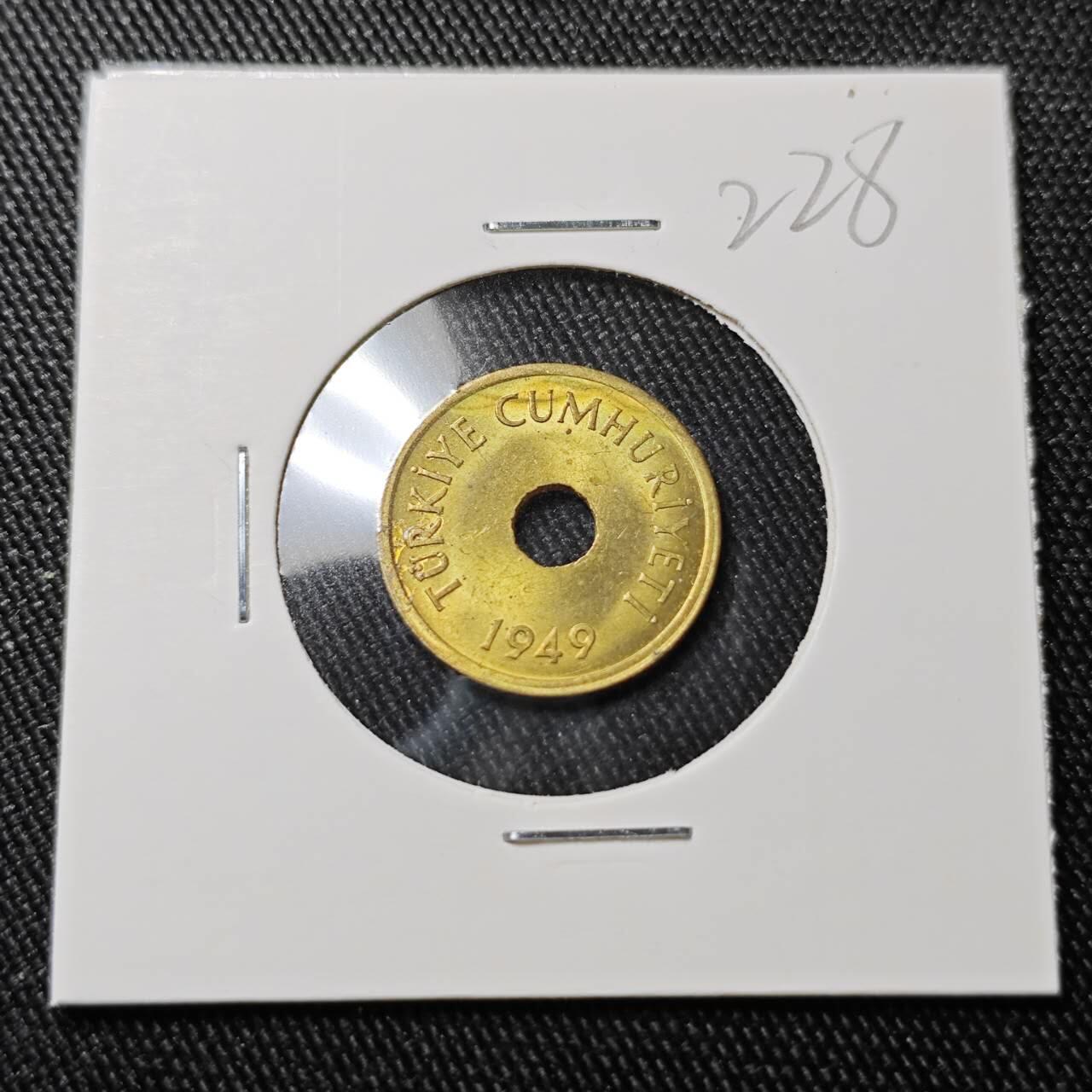 KK钱币收藏小铺 （套币 好品/批量散币 银币）专场  2月预留时间 周末发货  1949土耳其1库鲁铜币 好品