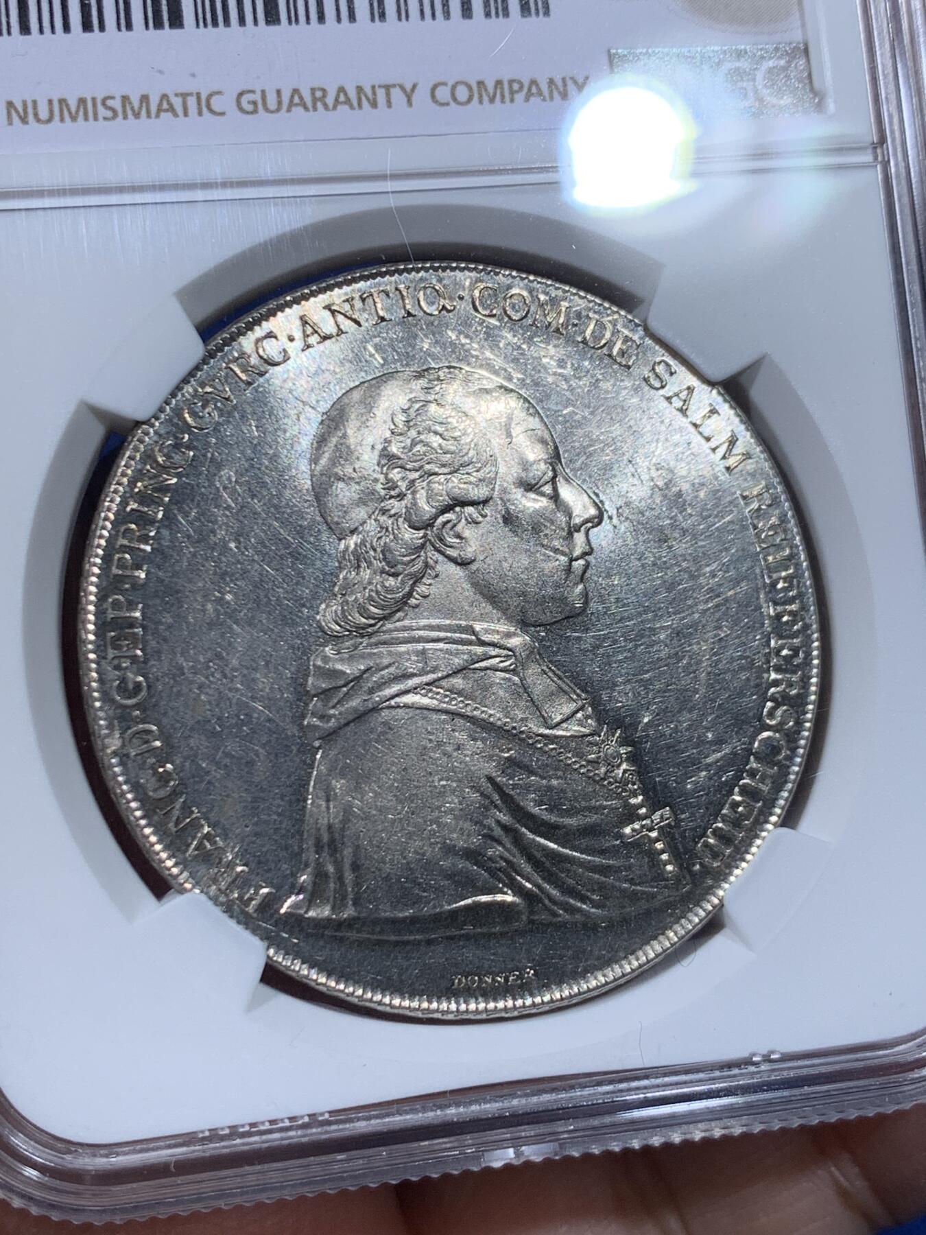 《竞宝斋》第442场 周日，周一，2场连拍 （全场包邮） NGC MS62 奥地利GURK 1801年 1泰勒银币 较少见单年品种 白净光度好