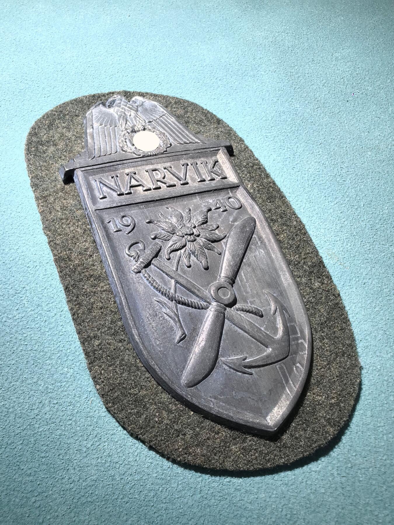 盛世勋华——号角文化勋章邮票专场拍卖第289期 德国（1939）纳尔维克战役盾臂章 底衬完整