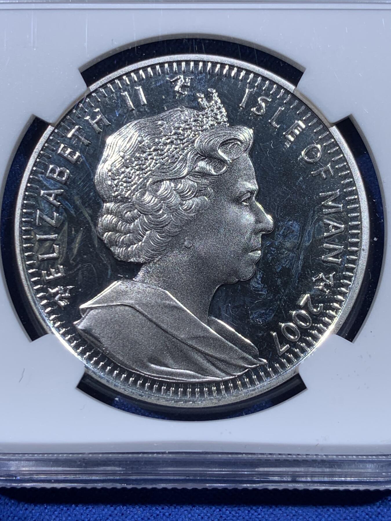 《竞宝斋》第442场 周日，周一，2场连拍 （全场包邮） NGC PF66UC 英属马恩岛 2007年 1克朗 彩色彼得兔 精制银币 少见稀缺品种的彼得兔系列小岛币，彩色版本评分都不会太高