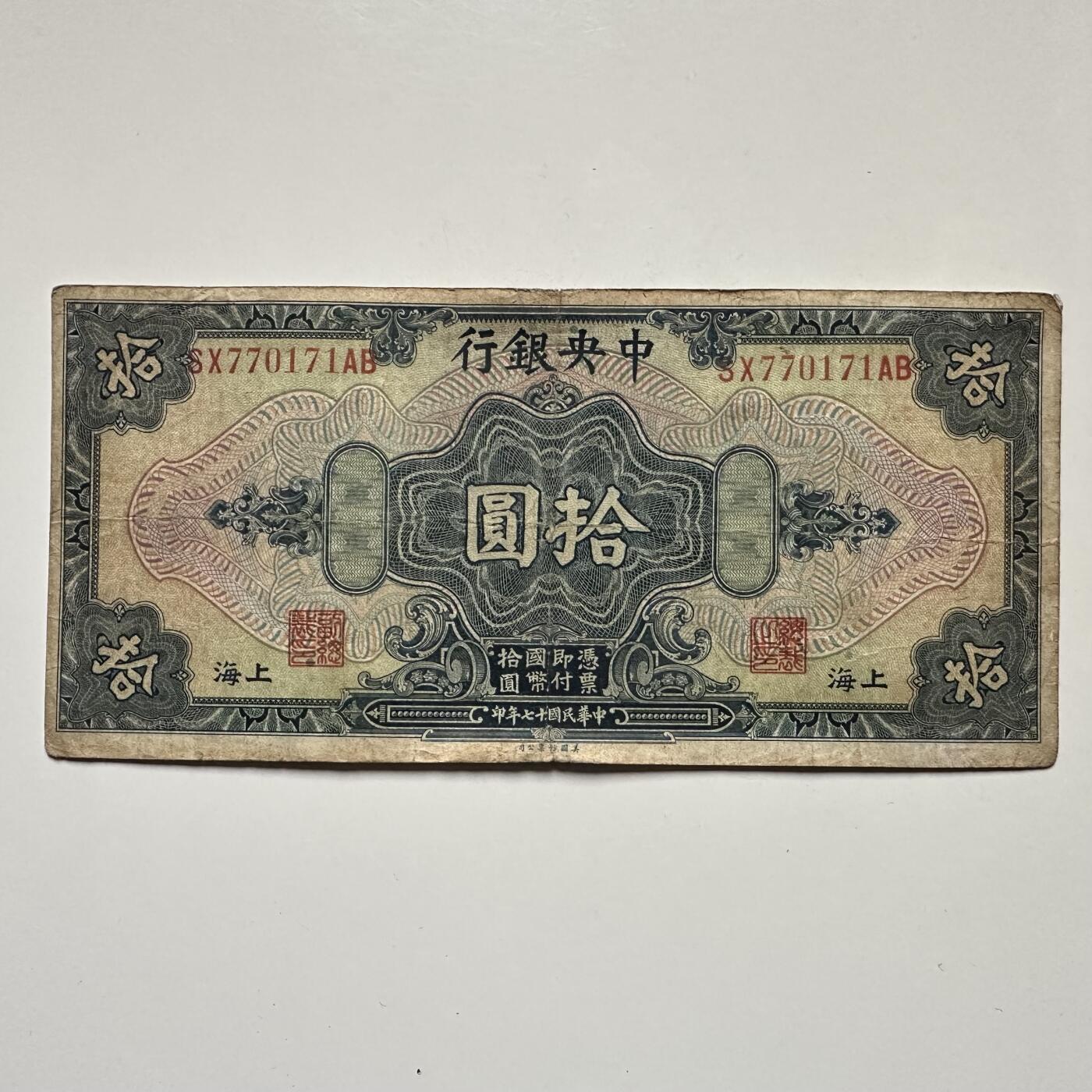 🌹外币初藏🌹🐯2025年第132场  每周二四六晚8️⃣点 接代拍 民国17年¥10