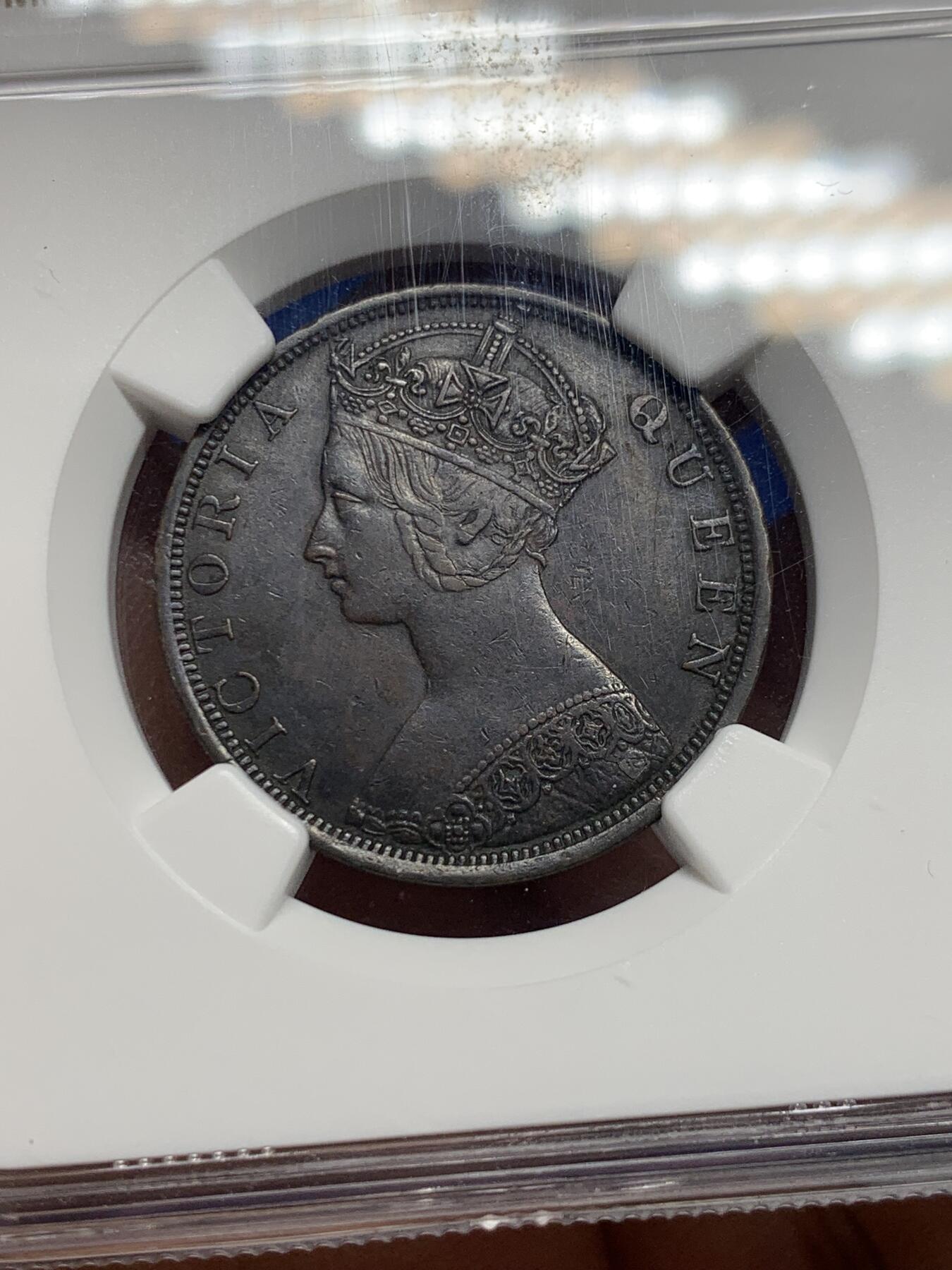 《竞宝斋》第442场 周日，周一，2场连拍 （全场包邮） NGC AU50BN 香港1901年维多利亚1仙铜币