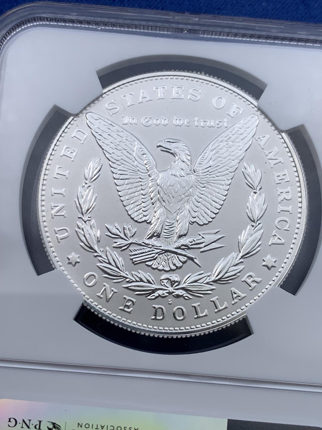 《竞宝斋》第442场 周日，周一，2场连拍 （全场包邮） NGC PF69 美国2023年摩根S版1美元大银币 反向精制币