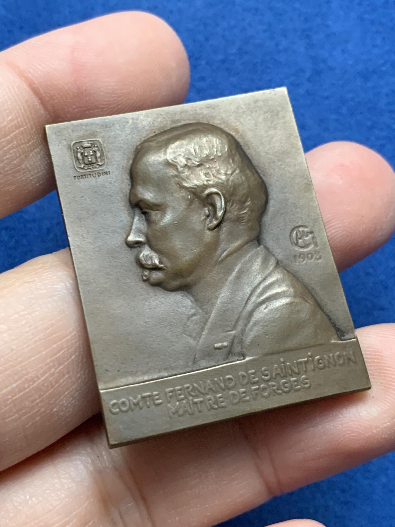 《竞宝斋》第442场 周日，周一，2场连拍 （全场包邮） 法国钢铁大师委员会纪念铜章 带原盒 34.1克 31.7*40.5mm