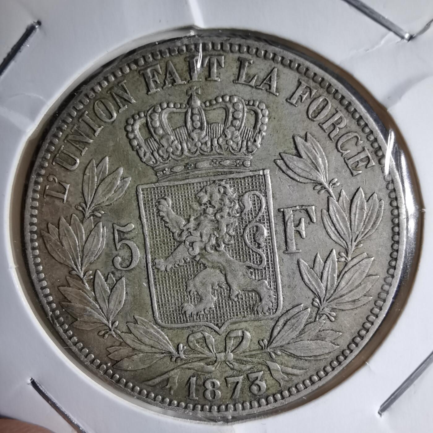 沼泽如烟--第913场 比利时1873年5法郎银币