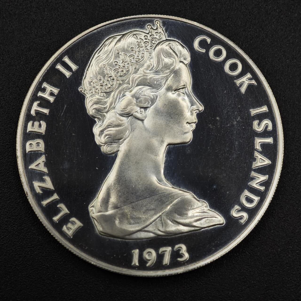 【淘币小摊】实时拍第八百零八拍   银币套币场   满百包邮可预留二周 每周一统一发货   库克群岛1973年女王加冕20周年2元精制银币 重25.7克925银 银价271