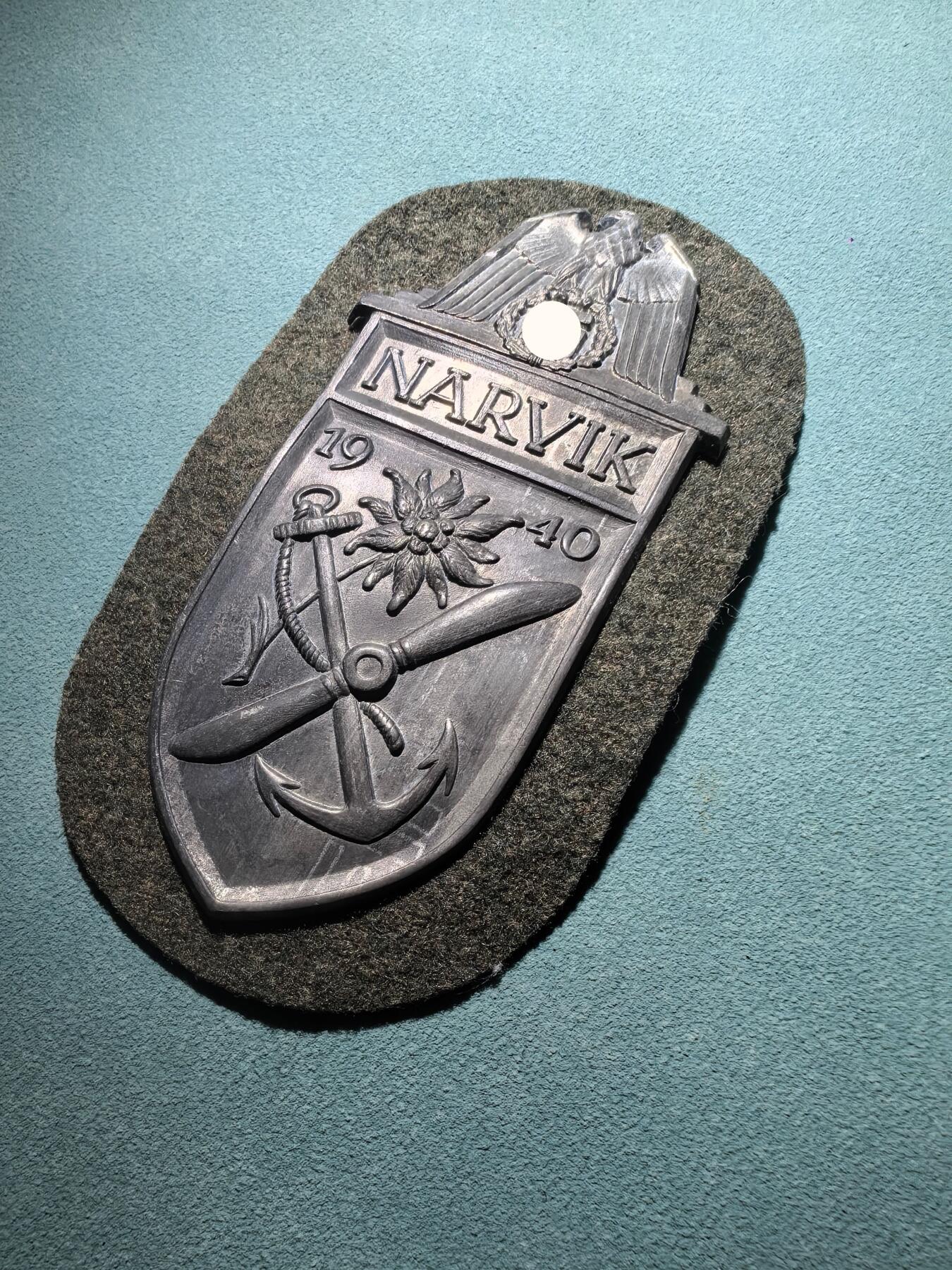 盛世勋华——号角文化勋章邮票专场拍卖第289期 德国（1939）纳尔维克战役盾臂章 底衬完整