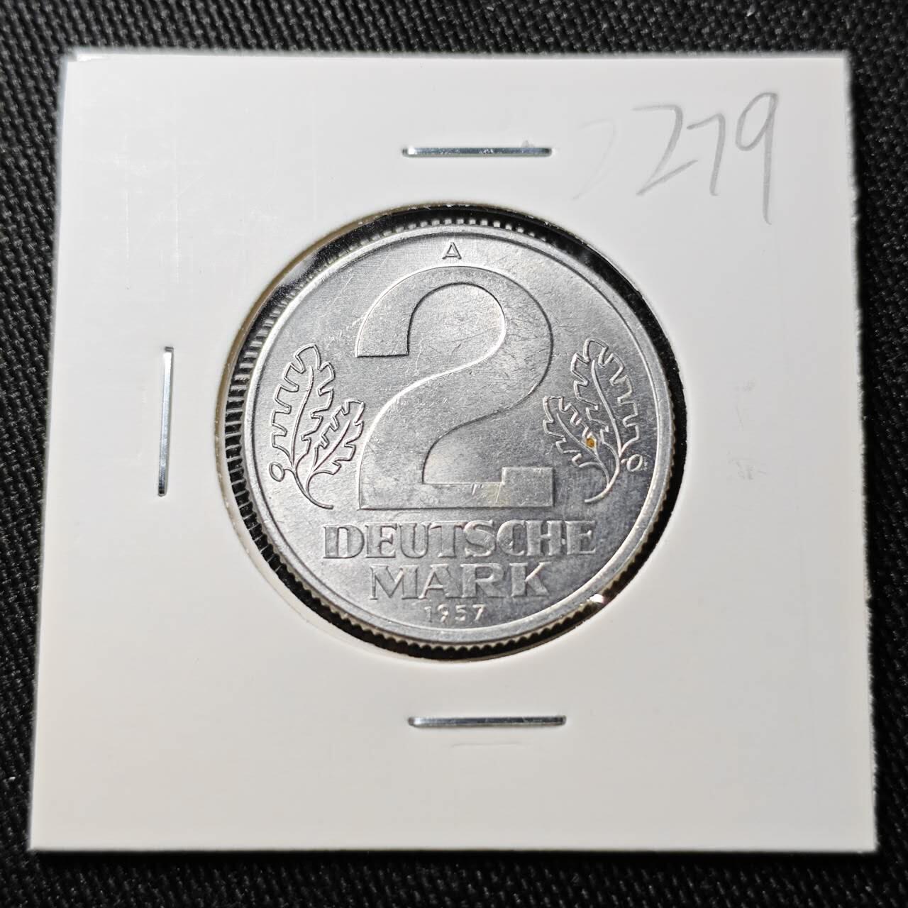 KK钱币收藏小铺 （套币 好品/批量散币 银币）专场  2月预留时间 周末发货  1957东德2马克 好品 早年份