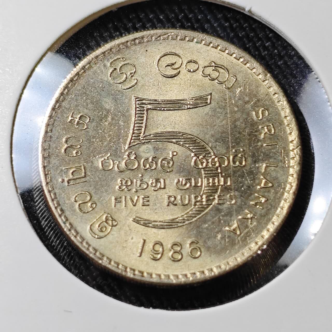 KK钱币收藏小铺 （套币 好品/批量散币 银币）专场  2月预留时间 周末发货  1986斯里兰卡5卢比 好品