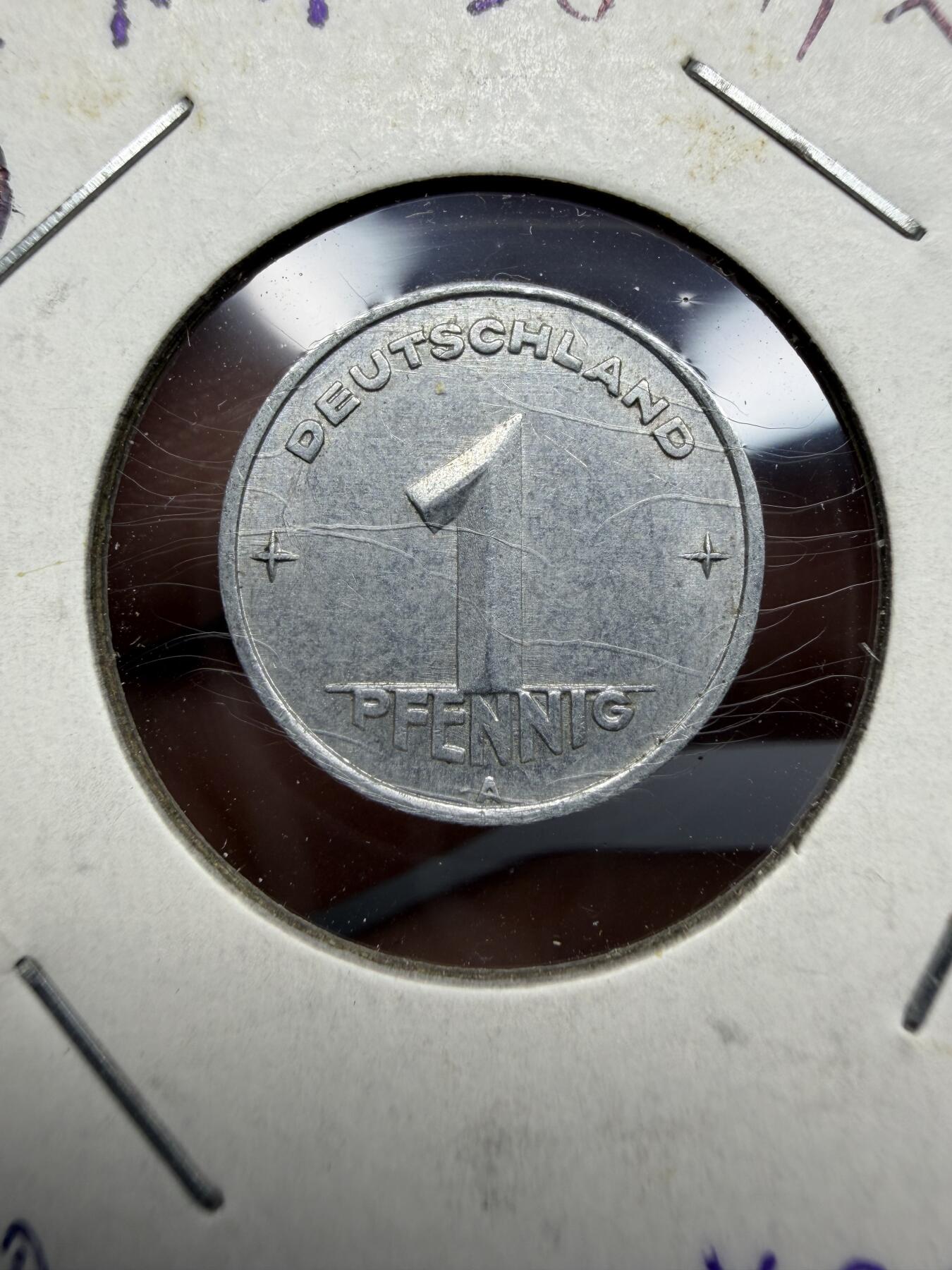 2025年集古藏今外币拍卖第十期-第9场—（总第289拍），可以寄存60天，满160元包邮。 1950年东德1芬尼