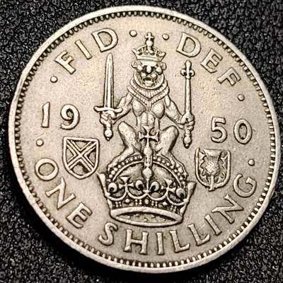 泉币菌-第138场-精品福利场（之前场次29日、30日发货，敬请谅解） - 23.5mm 苏格兰 英国1先令 乔治六世 1950年 镍币