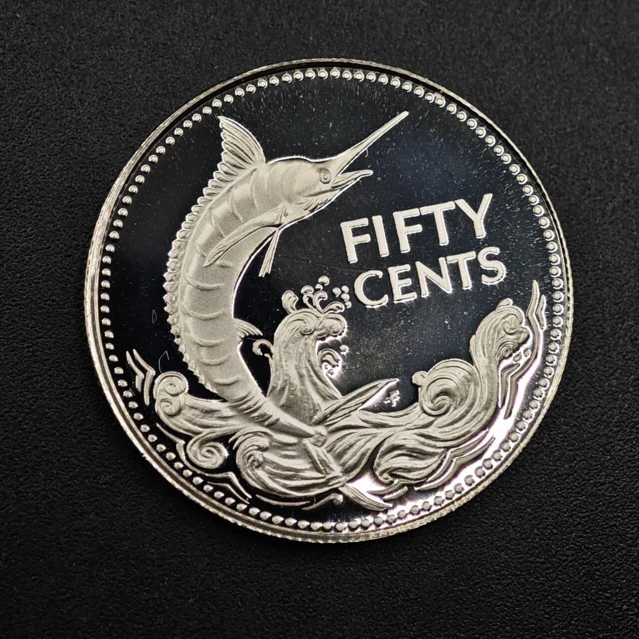 【淘币小摊】实时拍第八百零八拍   银币套币场   满百包邮可预留二周 每周一统一发货   巴哈马1974年50分剑鱼精制银币重10.37克800银 纯银价95