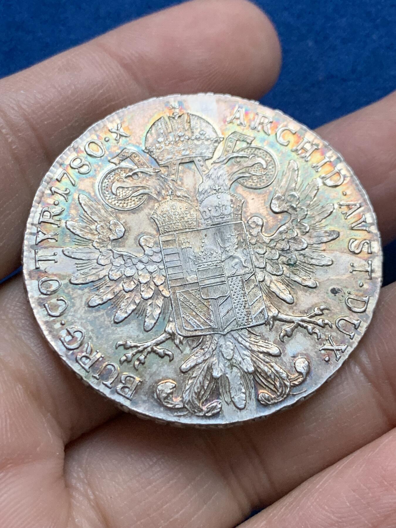 《竞宝斋》第442场 周日，周一，2场连拍 （全场包邮） 奥匈帝国1780大奶妈玛利亚特蕾西亚1泰勒银币 后铸版