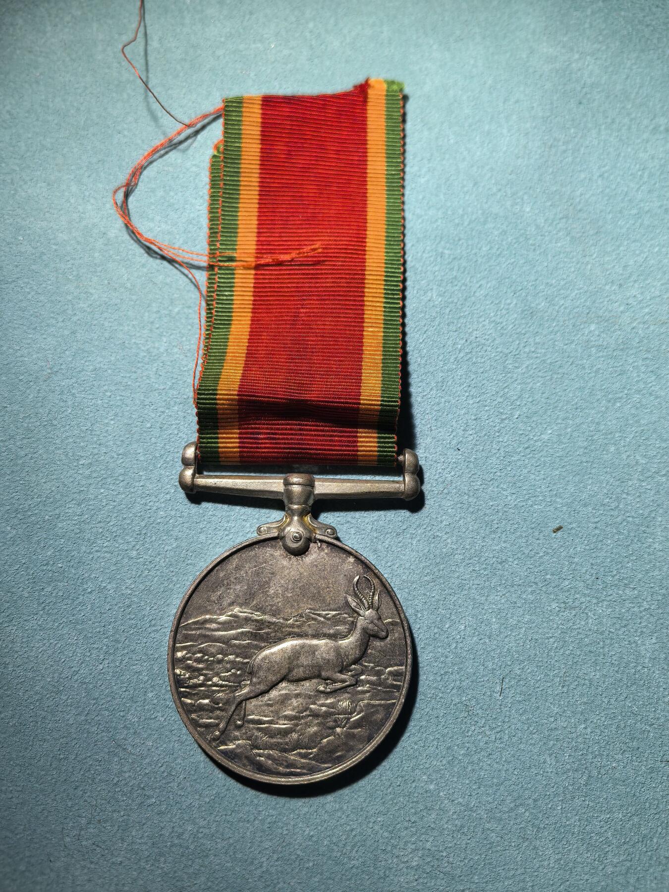 盛世勋华——号角文化勋章邮票专场拍卖第289期 英国二战非洲服役奖章 南非版 带边铭 银制