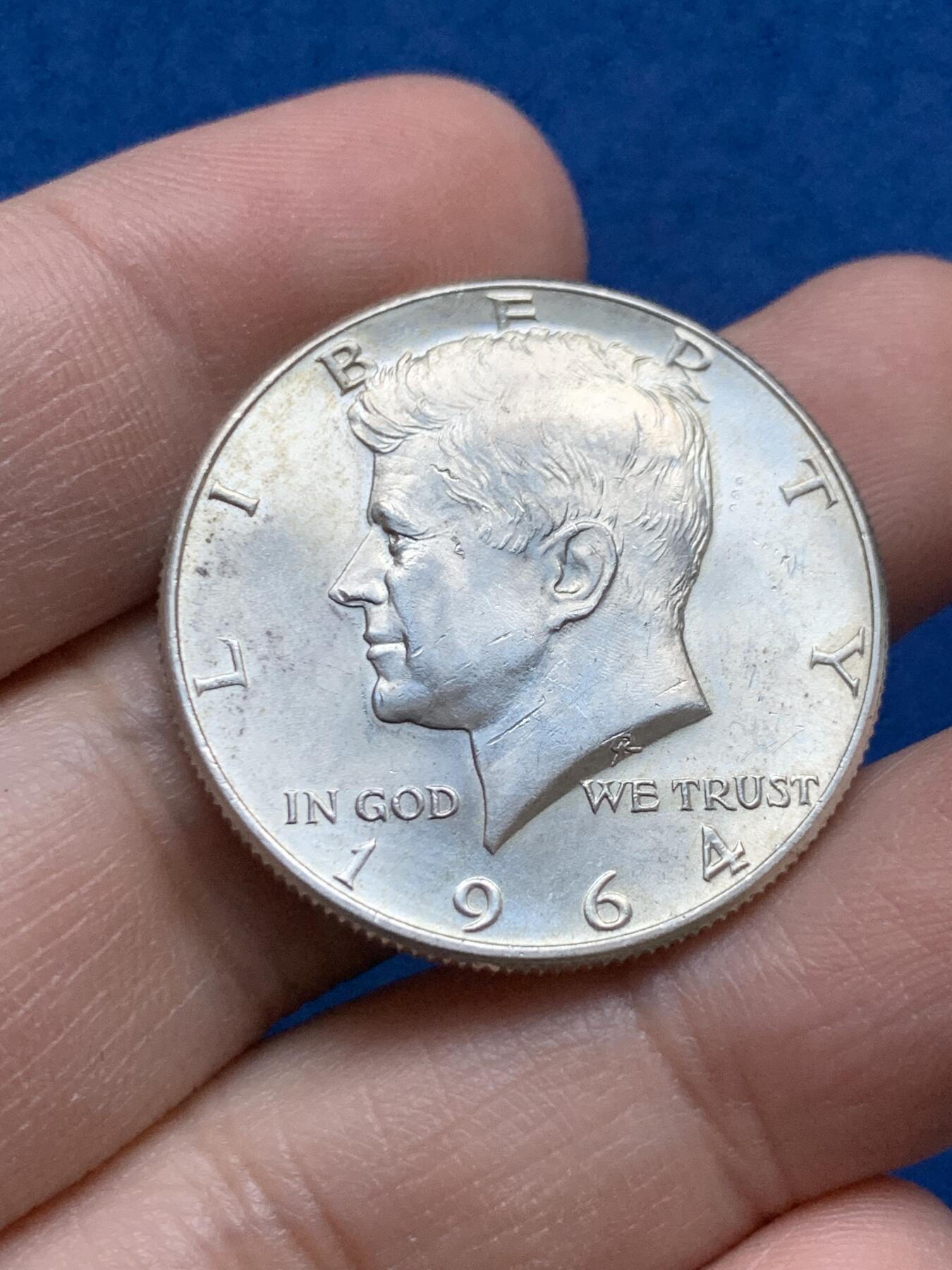 《竞宝斋》第442场 周日，周一，2场连拍 （全场包邮） 美国 1964年 总统肯尼迪头像 半美元 银币 900高银版