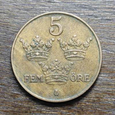 【铜匠收藏】★第132场★散币场，无佣金，30包邮。不满30元，支付5元运费。《接受代拍 代送NGC评级》 - 瑞典 1950年 5欧尔 铜币