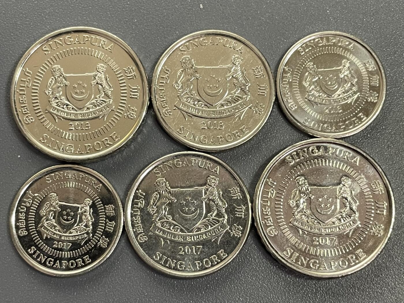 回流1123 新加坡2013、2017年10、20、50分各一套