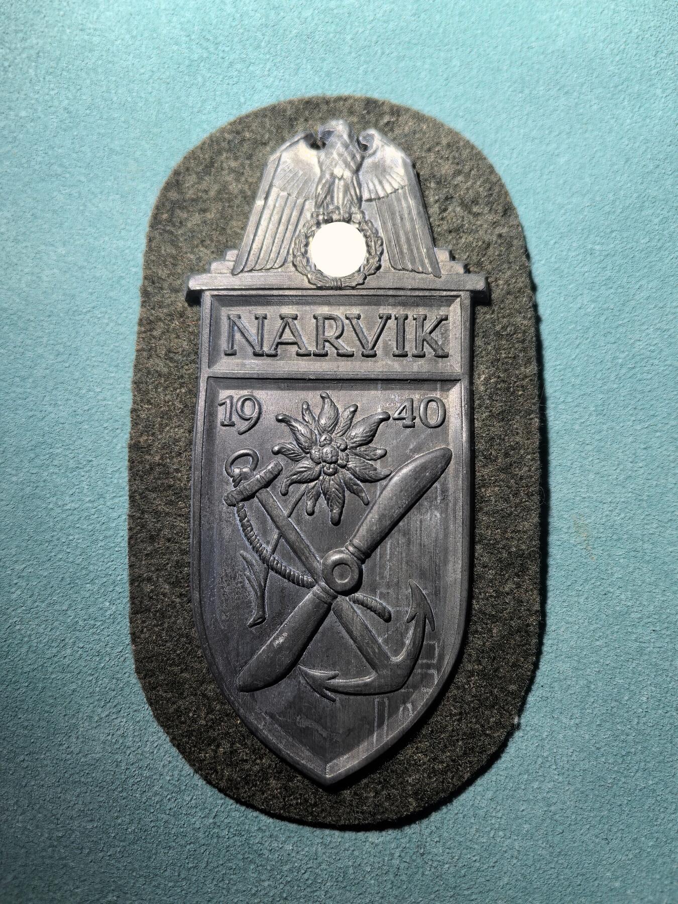 盛世勋华——号角文化勋章邮票专场拍卖第289期 德国（1939）纳尔维克战役盾臂章 底衬完整