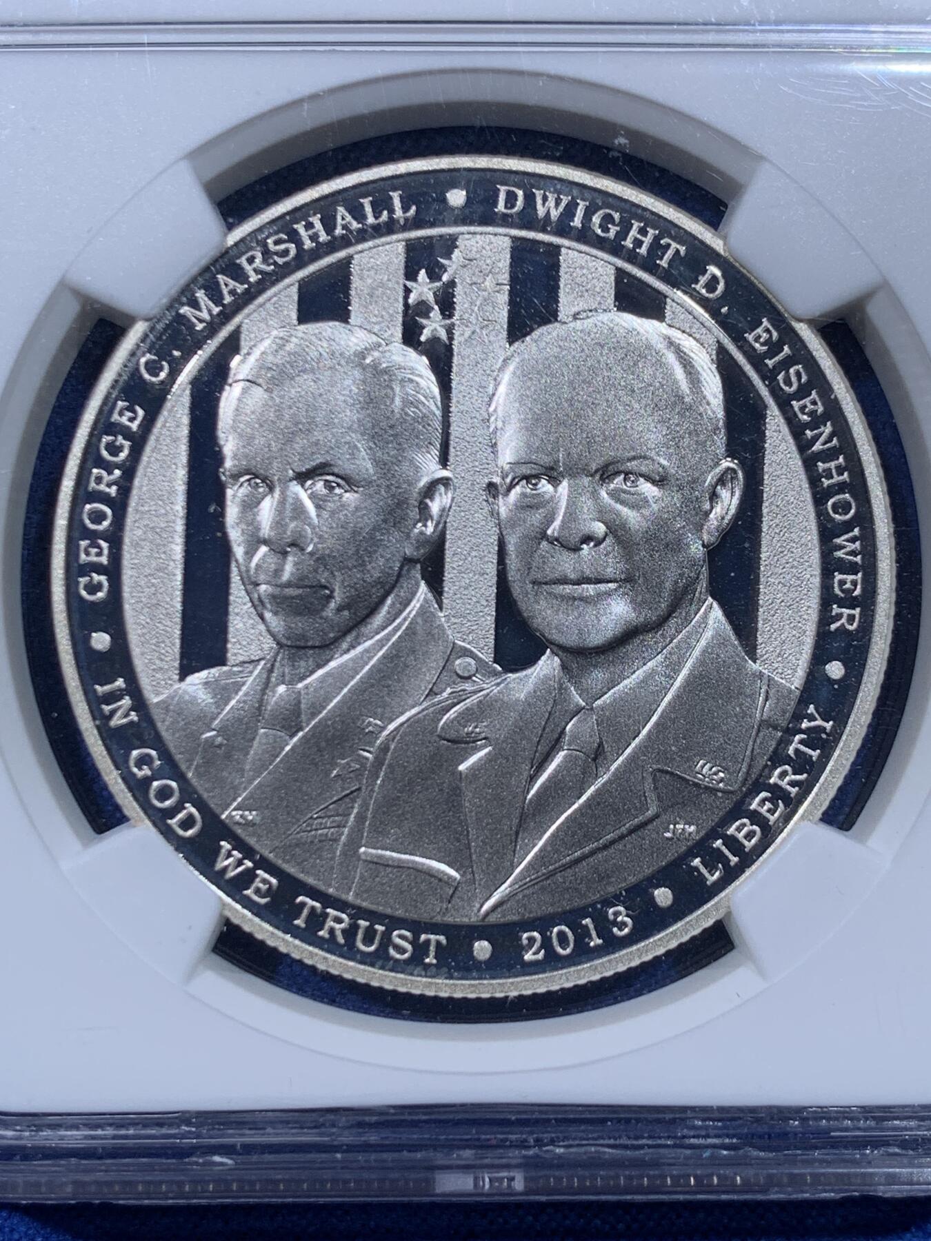 《竞宝斋》第442场 周日，周一，2场连拍 （全场包邮） NGC PF69UC 美国2013年P版五星上将1美元大银币