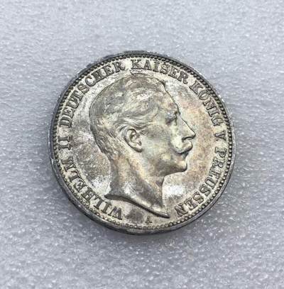 世界钱币专场拍卖 每周二开拍 - 1912年德国普鲁士国王威廉二世3马克流通银币