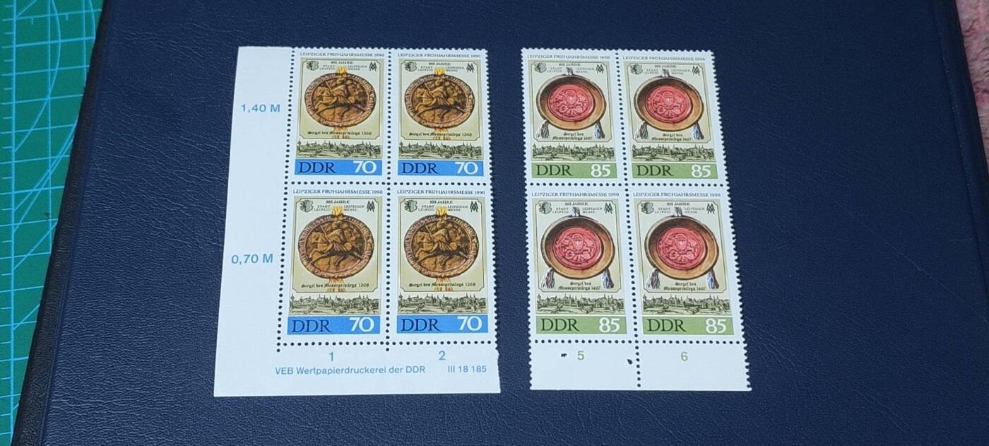 🔥套票🔥德国邮票专场，都是四方联套票 德国邮票一套，1990年发行，莱比锡春季博览会2全，品相如图