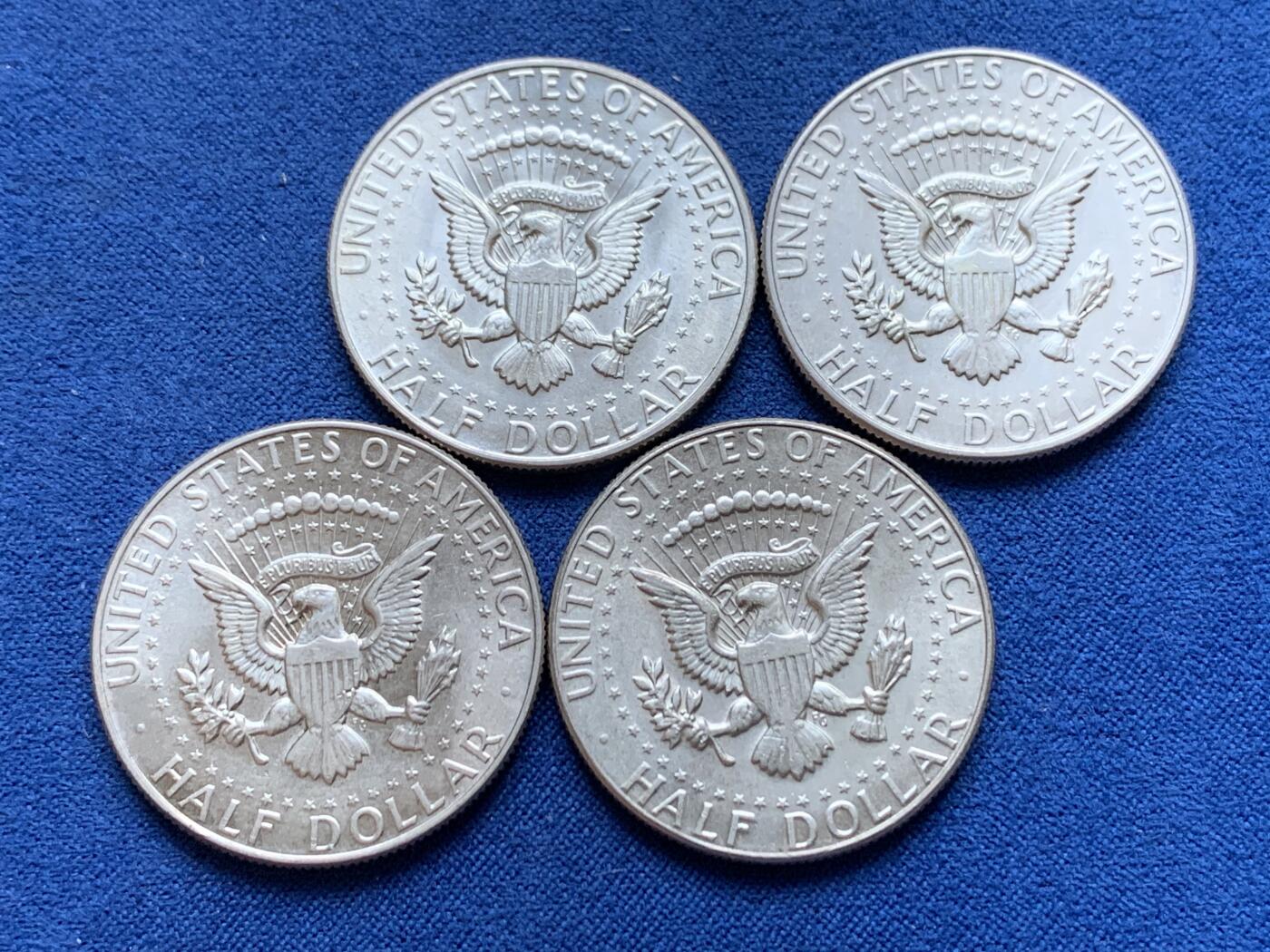 《竞宝斋》第442场 周日，周一，2场连拍 （全场包邮） 四枚一组 美国1966-1969年肯尼迪半美元银币