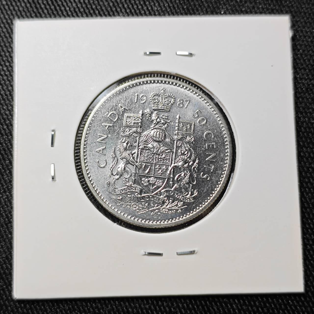 KK钱币收藏小铺 （套币 好品/批量散币 银币）专场  2月预留时间 周末发货  1987加拿大50分 好品