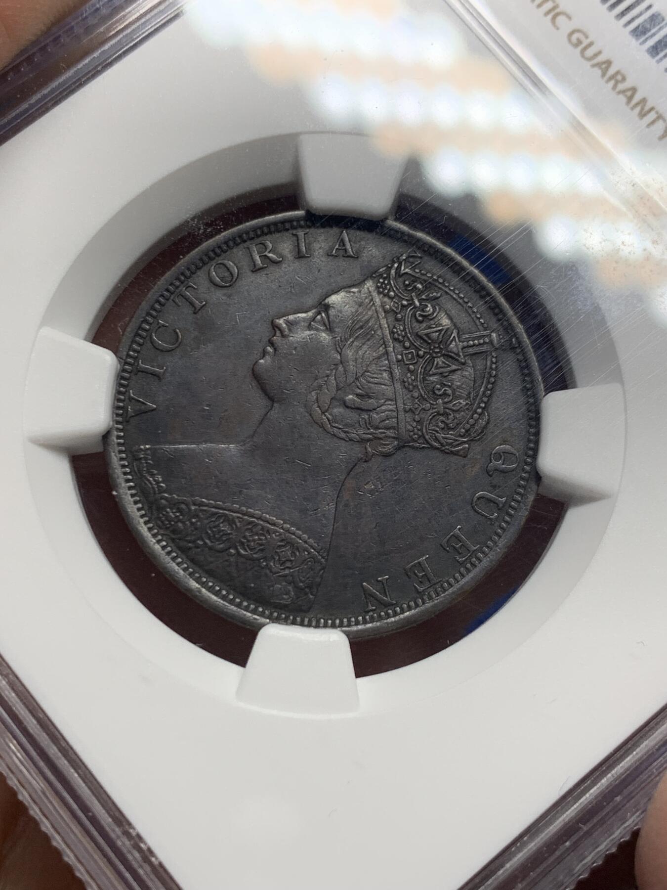 《竞宝斋》第442场 周日，周一，2场连拍 （全场包邮） NGC AU50BN 香港1901年维多利亚1仙铜币