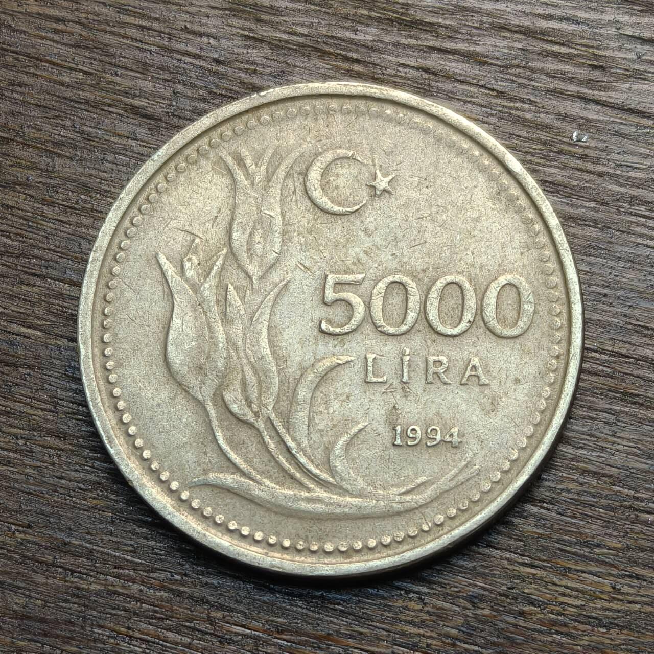 【铜匠收藏】★第133场★散币场，无佣金，30包邮。不满30元，支付5元运费。《接受代拍 代送NGC评级》 土耳其 1994年 5000里拉