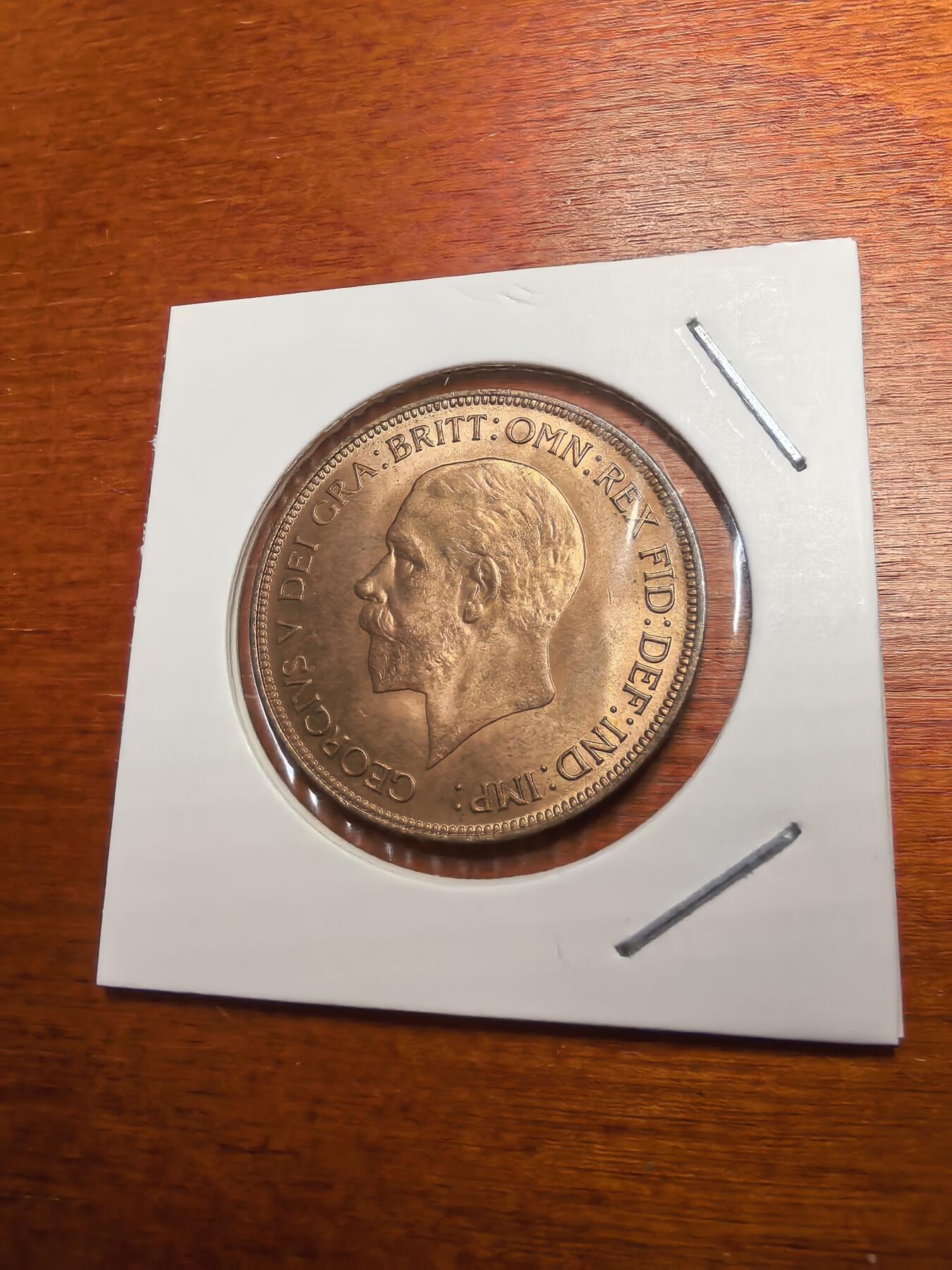 长老汇蛇年精选第七十七场拍卖 1935英国乔治五世1便士铜币，透打，未流通品，逆天的红光，克书价高