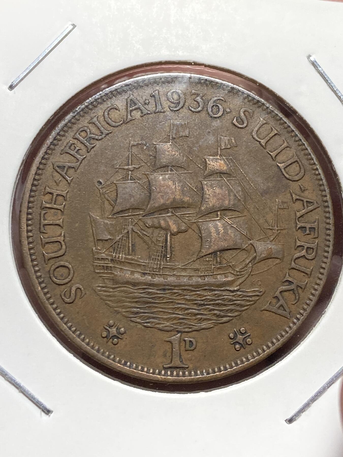 2025年第一百三十二场(总第一百五十八场）外国好品纸夹散币场(免佣金) 英属南非1936年1便士(乔治五世逝世年，第三版关门年)