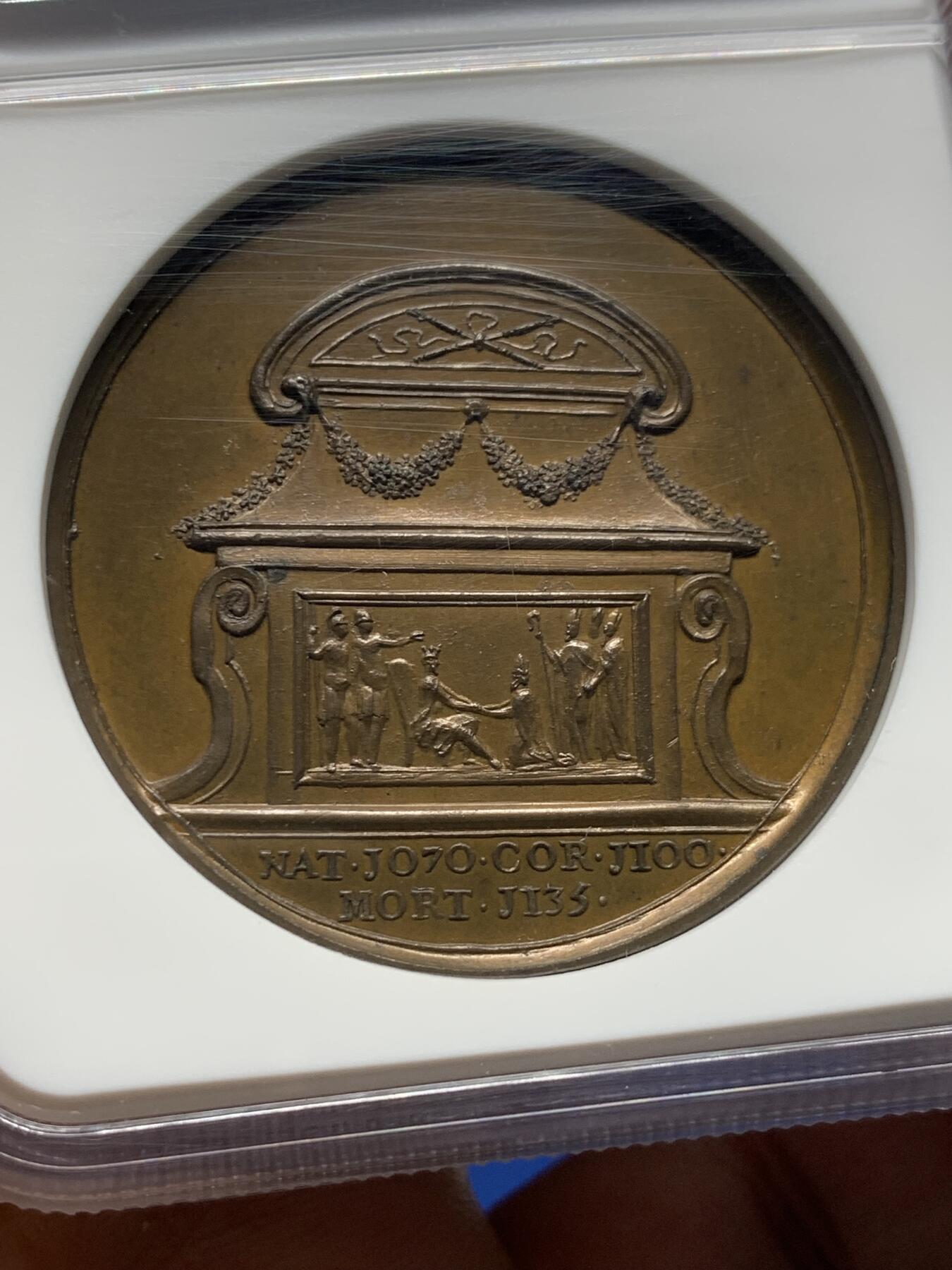 《竞宝斋》第442场 周日，周一，2场连拍 （全场包邮） 唯一冠军分 NGC MS65BN 1830年英国Dassier英王系列章之亨利一世，直径40mm，目录编号BHM-1437，保存很好，包浆温润，色泽自然，顶级分数，加厚盒装。