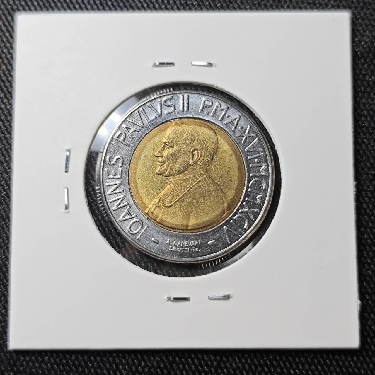 KK钱币收藏小铺 （套币 好品/批量散币 银币）专场  2月预留时间 周末发货  梵蒂冈500里拉双色币 好品